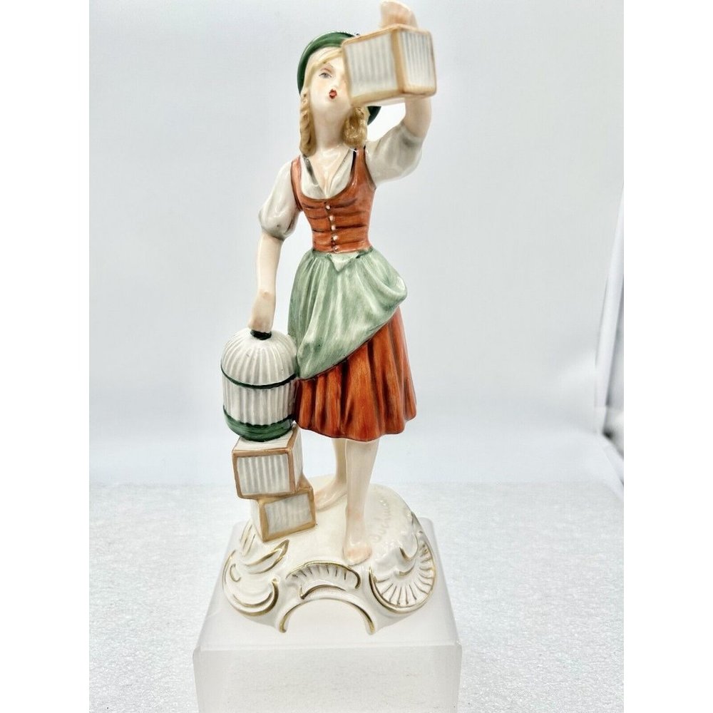 Goebel Bochmann Figurine, LADY WITH BIRD, 9" tall 16 032 21